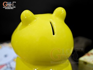 Heo sứ tiết kiệm dáng đứng màu vàng, cao 16,5cm