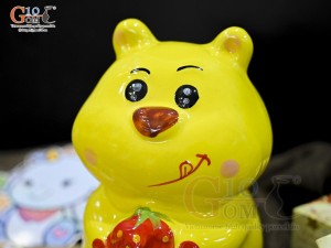 Heo sứ tiết kiệm dáng đứng màu vàng, cao 16,5cm