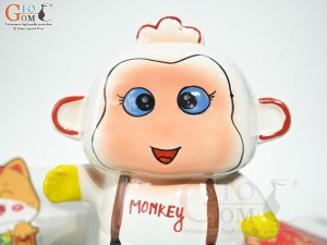 Khỉ sứ tiết kiệm màu trắng, cao 26cm