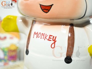 Khỉ sứ tiết kiệm màu trắng, cao 26cm