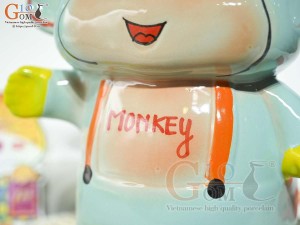 Khỉ sứ tiết kiệm màu xanh ngọc, cao 26cm