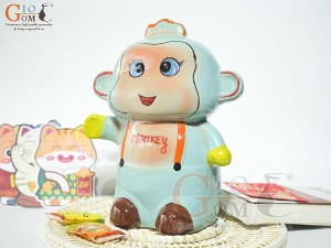 Khỉ sứ tiết kiệm màu xanh ngọc, cao 26cm