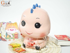 Khủng Long sứ tiết kiệm màu hồng, cao 23cm