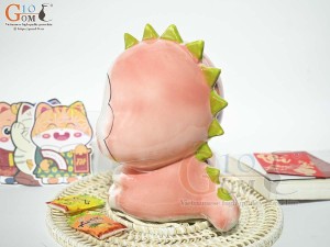 Khủng Long sứ tiết kiệm màu trắng hồng, cao 23cm