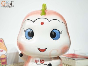 Khủng Long sứ tiết kiệm màu trắng hồng, cao 23cm
