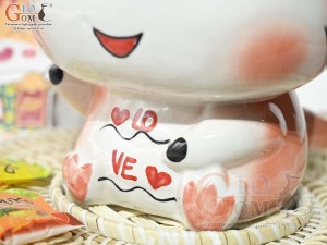 Khủng Long sứ tiết kiệm màu trắng hồng, cao 23cm