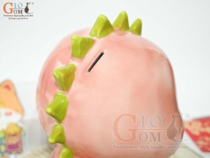 Khủng Long sứ tiết kiệm màu trắng hồng, cao 23cm