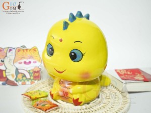 Khủng Long sứ tiết kiệm màu vàng, cao 23cm