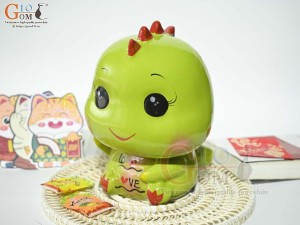 Khủng Long sứ tiết kiệm màu xanh lá, cao 23cm