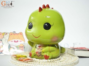 Khủng Long sứ tiết kiệm màu xanh lá, cao 23cm