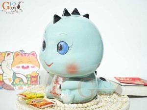 Khủng Long sứ tiết kiệm màu xanh ngọc, cao 23cm
