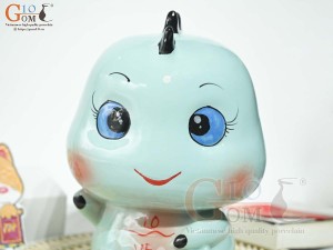 Khủng Long sứ tiết kiệm màu xanh ngọc, cao 23cm
