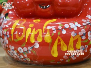 Heo sứ tiết kiệm dáng phệ, màu đỏ dài 20cm