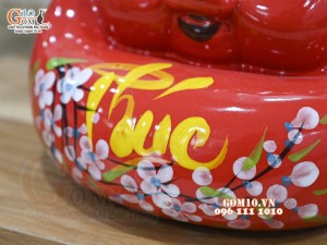 Heo sứ tiết kiệm dáng phệ, màu đỏ dài 23cm