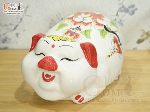 Heo sứ tiết kiệm dáng phệ màu trắng, dài 25cm