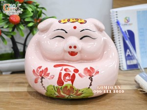 Heo sứ tiết kiệm dáng phệ, màu hồng dài 20cm