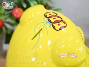 Heo sứ tiết kiệm dáng phệ, màu vàng dài 23cm