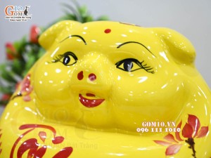 Heo sứ tiết kiệm dáng phệ, màu vàng dài 23cm