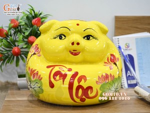 Heo sứ tiết kiệm dáng phệ, màu vàng dài 23cm