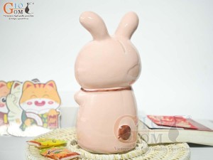 Thỏ sứ tiết kiệm màu hồng, cao 25cm