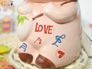 Thỏ sứ tiết kiệm màu hồng, cao 25cm