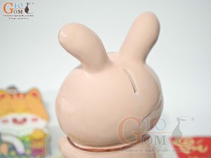 Thỏ sứ tiết kiệm màu hồng, cao 25cm