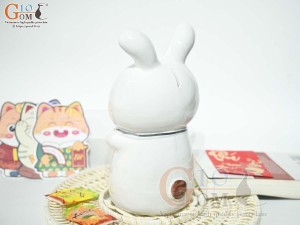 Thỏ sứ tiết kiệm màu trắng, cao 25cm