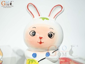 Thỏ sứ tiết kiệm màu trắng, cao 25cm