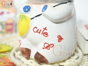 Thỏ sứ tiết kiệm màu trắng, cao 25cm