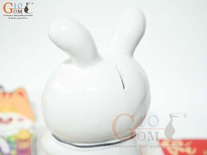 Thỏ sứ tiết kiệm màu trắng, cao 25cm