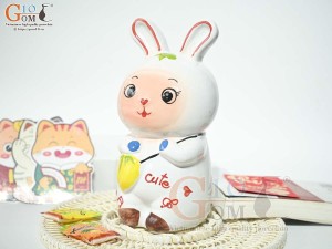 Thỏ sứ tiết kiệm màu trắng, cao 25cm