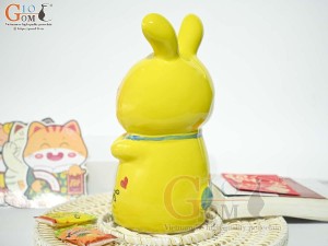 Thỏ sứ tiết kiệm màu vàng, cao 25cm