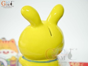 Thỏ sứ tiết kiệm màu vàng, cao 25cm