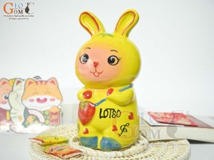 Thỏ sứ tiết kiệm màu vàng, cao 25cm