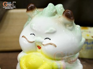 Tiểu Long tiết kiệm dáng ôm vàng màu xanh, cao 17,5cm