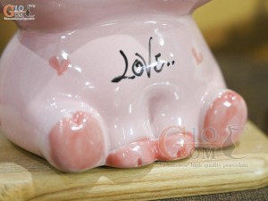 Heo sứ tiết kiệm má phính màu hồng, cao 18cm