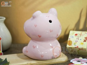 Heo sứ tiết kiệm má phính màu hồng, cao 18cm