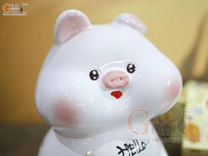 Heo sứ tiết kiệm má phính màu trắng, cao 18cm