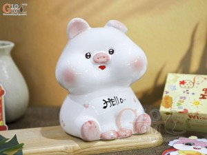 Heo sứ tiết kiệm má phính màu trắng, cao 18cm
