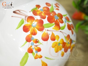 Heo sứ tiết kiệm mặt ngửa màu trắng chữ Lộc, cao 21cm