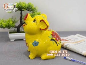 Heo sứ tiết kiệm mặt ngửa màu vàng, cao 22cm