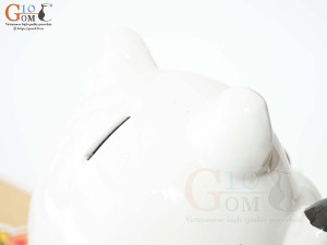 Heo sứ tiết kiệm màu trắng Baby xanh, cao 15cm