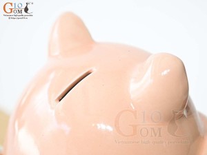 Heo sứ tiết kiệm màu trắng Tim xanh, cao 15cm