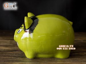 Heo sứ tiết kiệm màu xanh dài 20cm