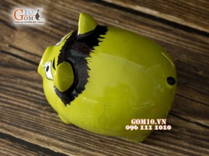 Heo sứ tiết kiệm màu xanh dài 20cm