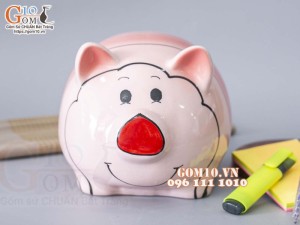 Heo sứ tiết kiệm mũi đỏ 22 x 17cm