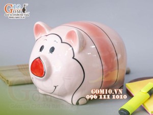 Heo sứ tiết kiệm mũi đỏ 18x15cm