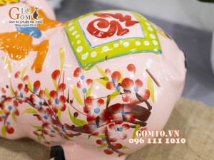 Heo sứ tiết kiệm nằm phệ, màu hồng dài 35cm