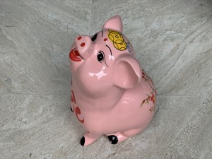 Heo sứ tiết kiệm ngửa mặt, nhiều màu cao 25cm