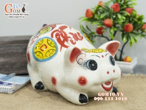 Heo sứ tiết kiệm trắng dáng tai vểnh, dài 26cm